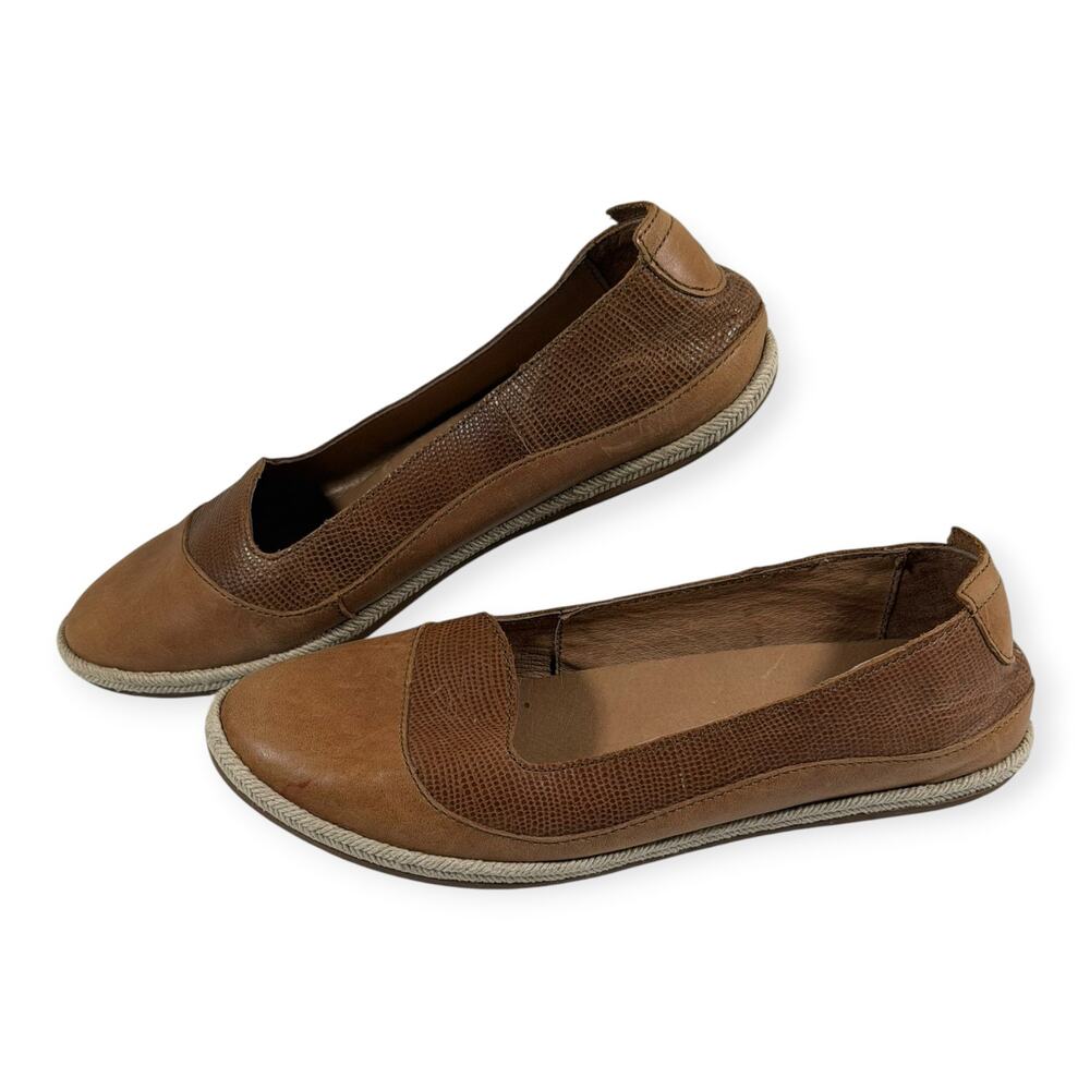 OluKai Lino Ballet Flats, Tan, Leather, Women's 8
